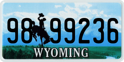 WY license plate 9899236