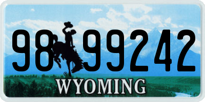 WY license plate 9899242