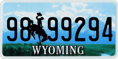 WY license plate 9899294