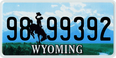 WY license plate 9899392