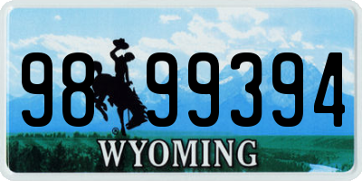 WY license plate 9899394
