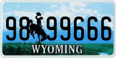 WY license plate 9899666