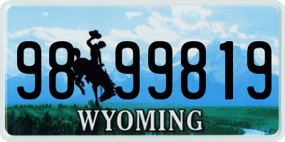 WY license plate 9899819