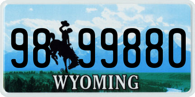 WY license plate 9899880