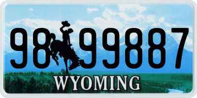 WY license plate 9899887