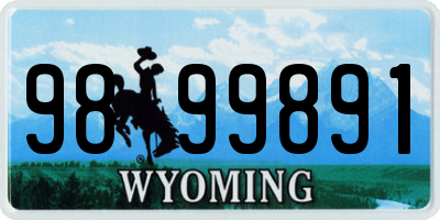 WY license plate 9899891