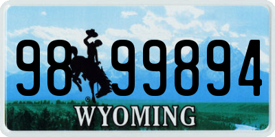 WY license plate 9899894