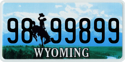 WY license plate 9899899