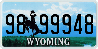 WY license plate 9899948