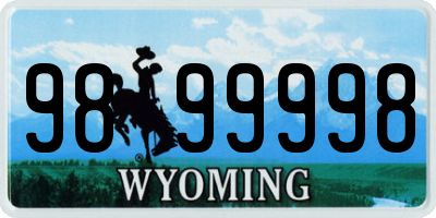 WY license plate 9899998