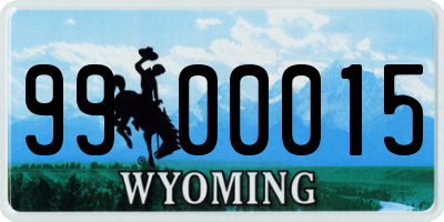WY license plate 9900015