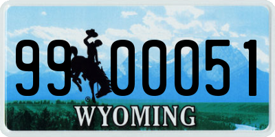 WY license plate 9900051