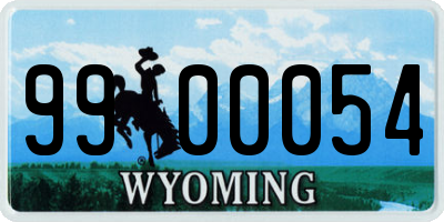 WY license plate 9900054