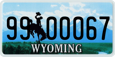 WY license plate 9900067