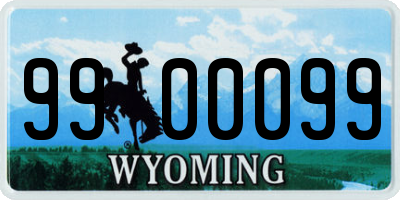 WY license plate 9900099
