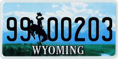 WY license plate 9900203