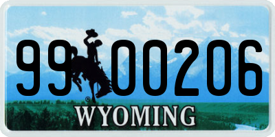 WY license plate 9900206