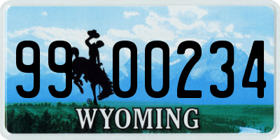 WY license plate 9900234