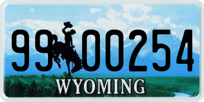 WY license plate 9900254