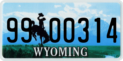WY license plate 9900314