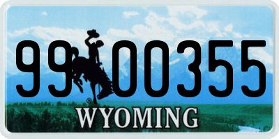 WY license plate 9900355