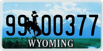 WY license plate 9900377