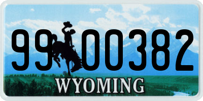 WY license plate 9900382