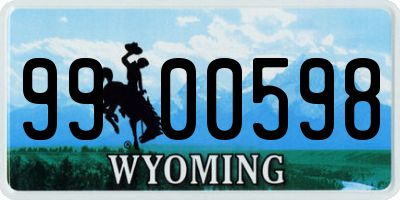 WY license plate 9900598