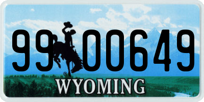 WY license plate 9900649