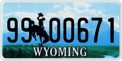 WY license plate 9900671