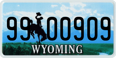 WY license plate 9900909
