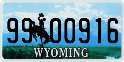 WY license plate 9900916