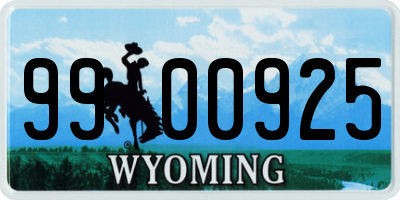 WY license plate 9900925