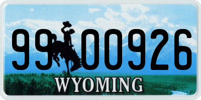 WY license plate 9900926