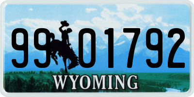 WY license plate 9901792