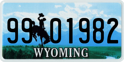 WY license plate 9901982