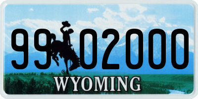WY license plate 9902000
