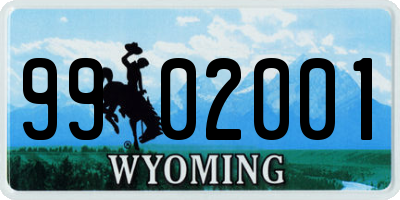 WY license plate 9902001