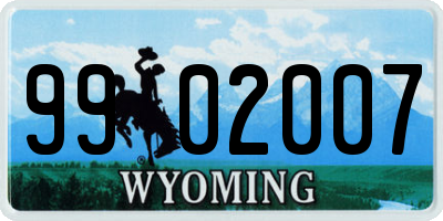 WY license plate 9902007