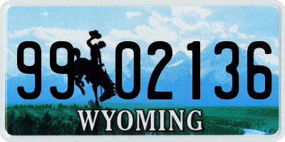 WY license plate 9902136