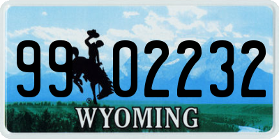 WY license plate 9902232