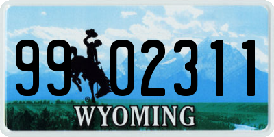 WY license plate 9902311