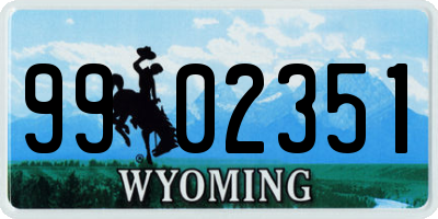 WY license plate 9902351