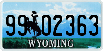 WY license plate 9902363