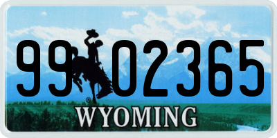 WY license plate 9902365