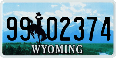 WY license plate 9902374