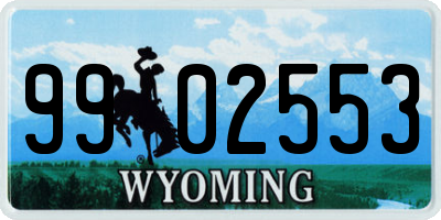 WY license plate 9902553