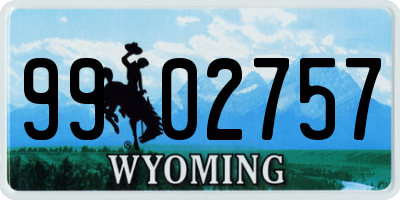 WY license plate 9902757