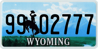 WY license plate 9902777