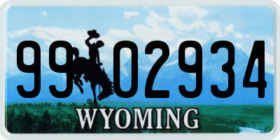 WY license plate 9902934